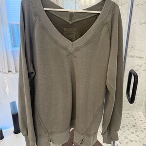 Aerie Olive V-Neck Sweatshirt